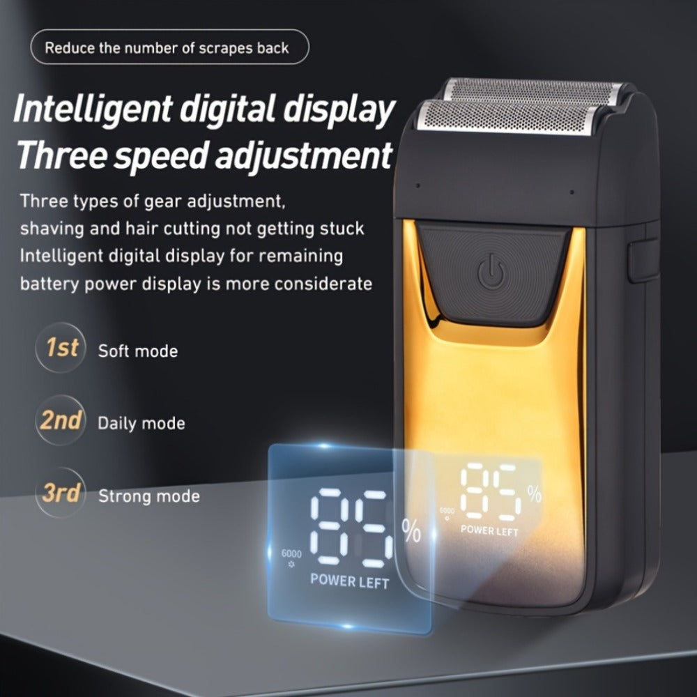 Electric Foil Shaver for Men Professional Rechargeable Hair Trimmer Wet Dry Electric Razor Close Shave Home Grooming Tool Father's Day Gift Golden