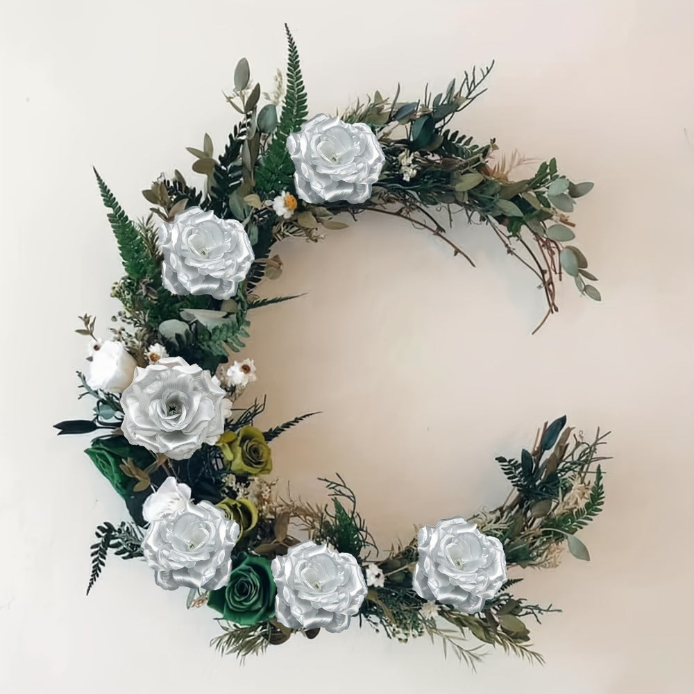 Artificial Roses with Stems 50pcs Silk Fake Flowers | 3 Inch Flower Head 6 Inch Stem Detachable DIY | Wedding Valentine's Day Home Decor Bouquet Arrangement in 6 Colors