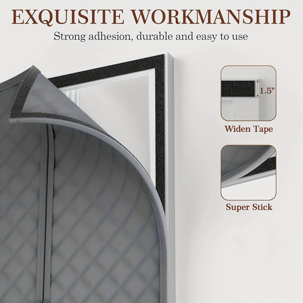 Thermal Insulated Door Curtain Magnetic Closure Knit Plaid Pattern ¨C Windproof Insulation Blanket for Front Door, Sliding Glass, Patio & French Doors, Keep Cold Out, Grey & Brown, Multiple Sizes