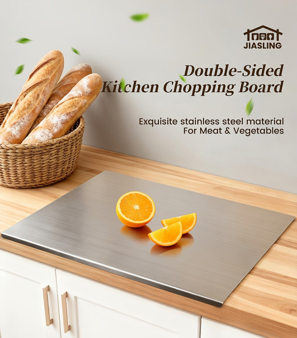 Stainless Steel Cutting Board & Rolling Pastry Board ¨C Non-Slip Kitchen Prep Mat with Butcher Block Surface