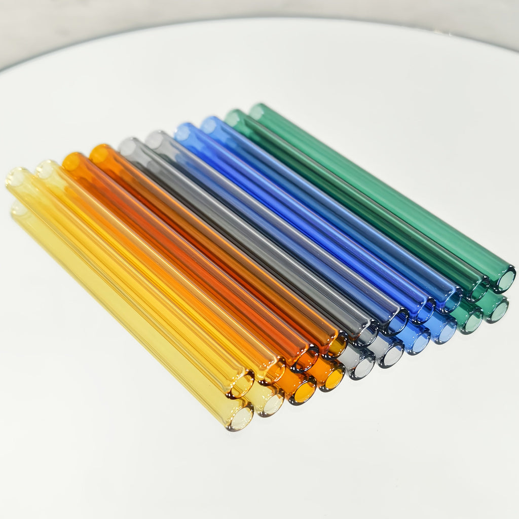 Borosilicate Glass Straws 10pcs Reusable Clear 12mm Wide, Heat Resistant 150¡ãC Dishwasher Safe, Glass Drinking Straws for Hot Cold Drinks Coffee Tea Smoothies Juice, 3 Sizes Available