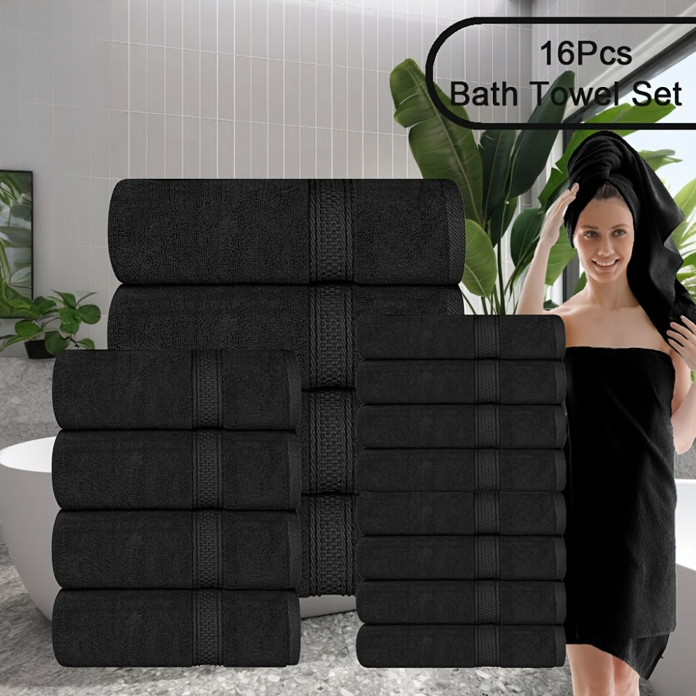 Luxury Soft Towel Set 8 or 16 Piece - Thickened Quick Dry Skin Friendly High Absorbency Bath Towels Hand Towels Washcloths | 13+ Colors | Home Hotel Travel Fitness Spa Gift Set
