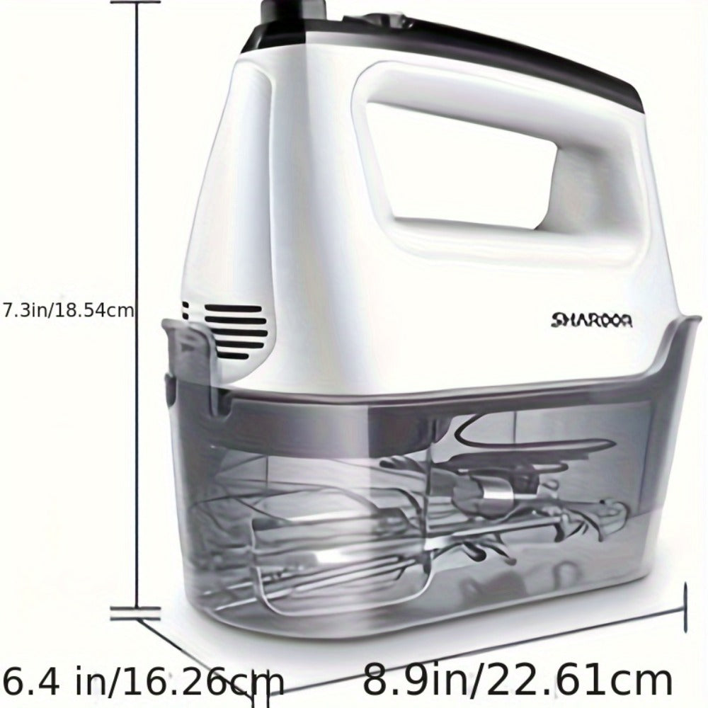 Electric Hand Mixer 6 Speed & Turbo with 5 Stainless Steel Accessories & Snap-On Storage Case ¨C Handheld Mixer for Whipping Cream Beating Eggs Mixing Cookie Cake Brownie Dough Batter | White Silver