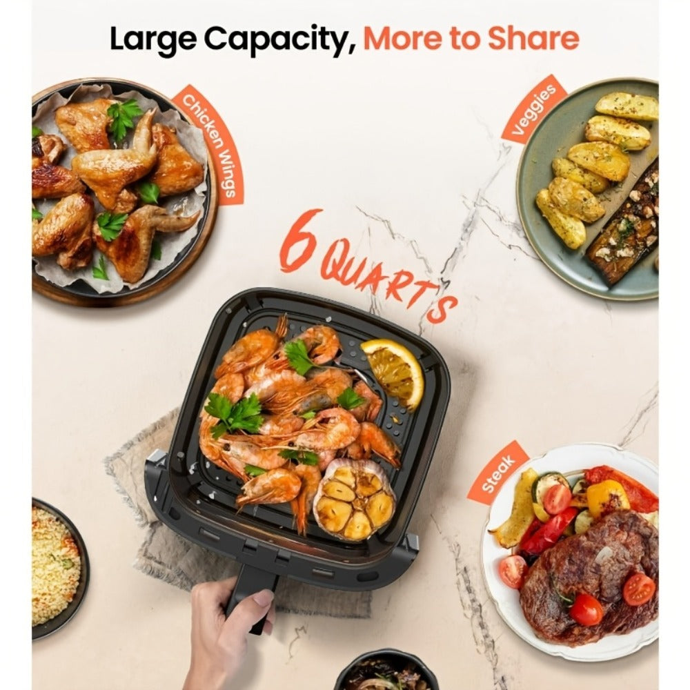 Air Fryer 7.5QT 10-in-1 Digital LED Touchscreen | Oilless Cooker with 10 Preset Cooking Modes, Dishwasher-Safe Basket & 100 Paper Liners Included ¨C Large Capacity Family Air Fryer