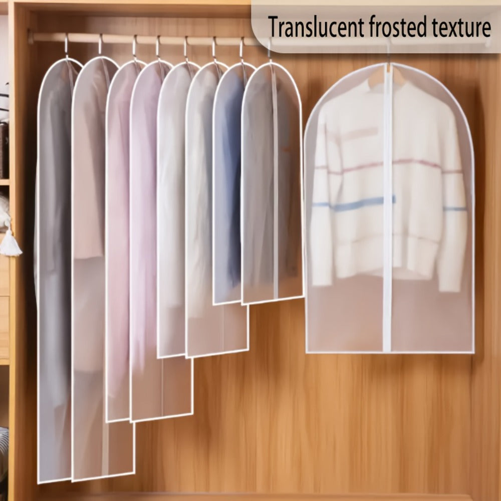 Garment Bags 10 Pack Waterproof Transparent ¨C Hanging Clothes Storage Bags with Full Zipper for Wardrobe, Travel & Closet Organization ¨C Dustproof Clear Clothing Bags in M / L / XL / XXL