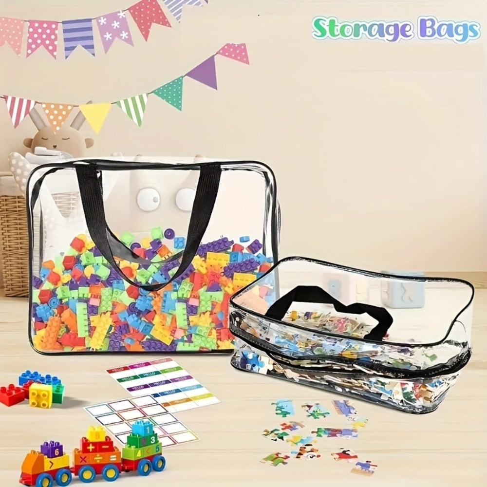 Clear PVC Storage Bags Set of 4 - Transparent Zipper Organizer Bags, Foldable Portable Multi-Use Storage for Home Travel
