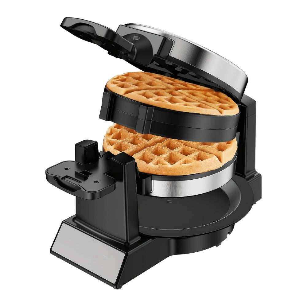 Rotating Belgian Waffle Maker 180¡ã Flip Waffle Iron - Non-Stick Plates, Adjustable Browning Control, Foldable Cool-Touch Handle, Removable Drip Tray, Space-Saving Stainless Steel Design for Home Brunch