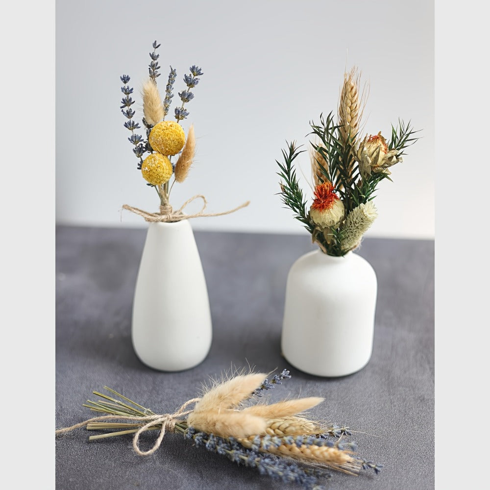 Dried Flower Bouquet with Pampas Grass - Boho Wedding Centerpiece Dried Floral Arrangement for Cake Table Boutonniere Groom Home Vase Decor Long Lasting Botanical Gift, Style 1 & 2