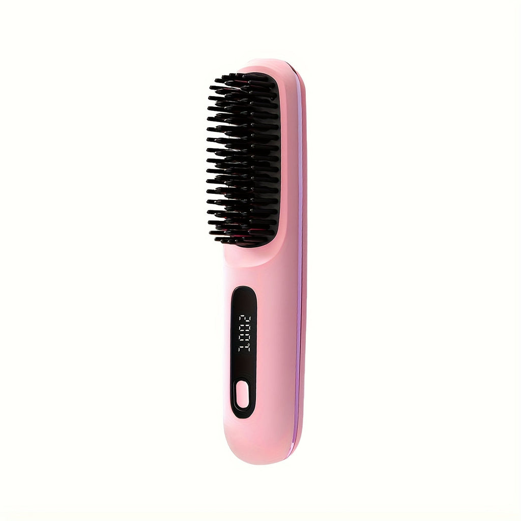 Cordless Hair Straightener USB Rechargeable - 3 Temperature Controls, LED Display, Long-Lasting Shine, Lightweight Travel Flat Iron with Comb & Clips, Portable Mini Hair Straightener for Women
