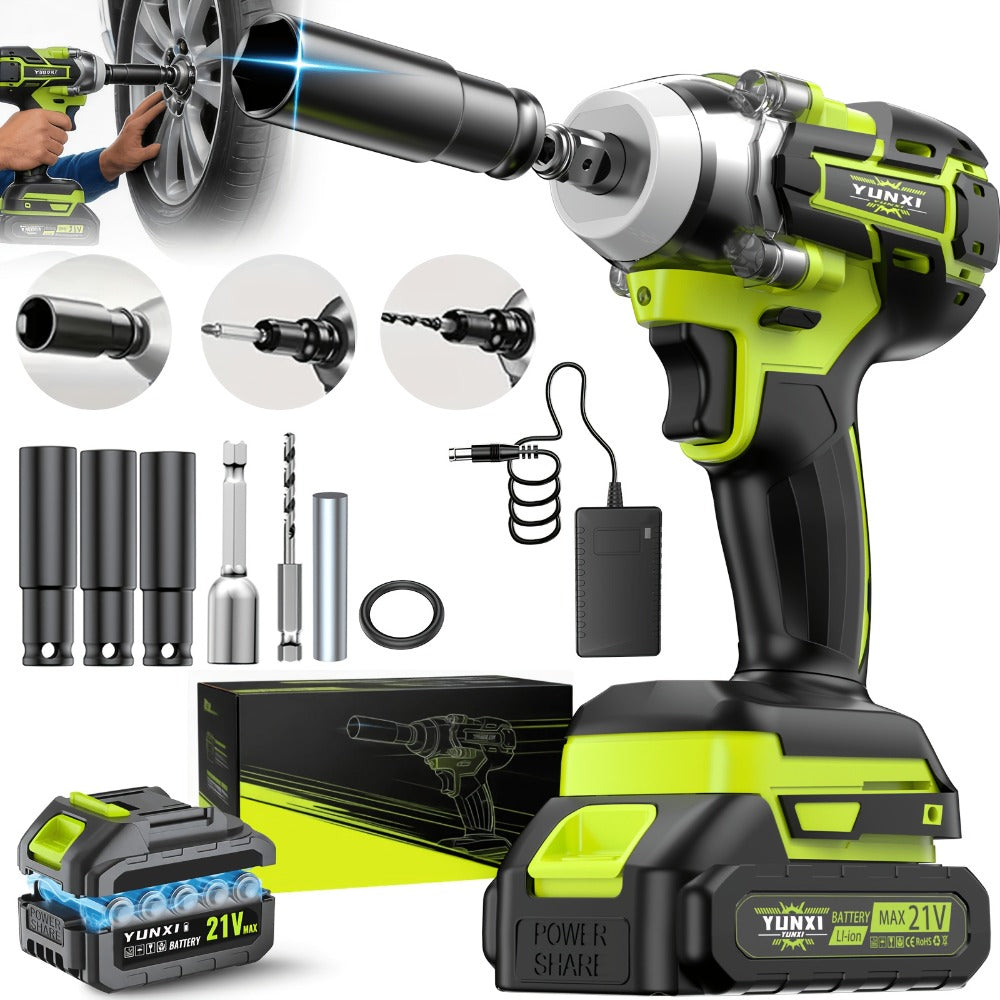 Cordless Impact Wrench Brushless Motor 3-in-1 High Torque ¨C Rechargeable Battery, Lightweight Design, Variable Speed, for Car Repair, Auto Mechanic, Construction, Workshop & Household Maintenance ¨C Multiple Battery & Accessory Configurations