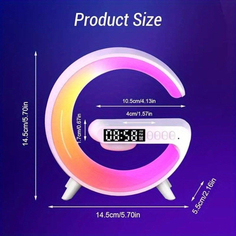 Wireless Speaker Sunrise Alarm Clock RGB Rhythm Night Light with Fast Wireless Charging | Portable Bluetooth Speaker Wake-Up Lamp for Bedroom Bedside Gift for All Phones