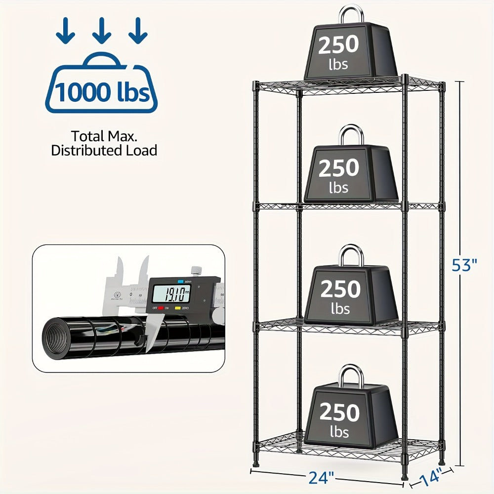 Metal Storage Shelving Unit Heavy Duty Adjustable 4 5 Tier Steel Shelf Rack for Garage Kitchen Pantry Workshop Black Chrome MZG