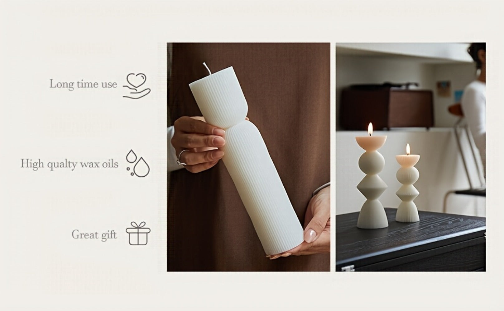Ribbed Pillar Candles 7-Pack Large Soy Wax, Handmade Aesthetic Pillar Candle Set for Home Decor, Wedding Centerpiece, Shelf Decor, Dining Table & Housewarming Gift ¨C White, Black, Blue, Orange with Glitter