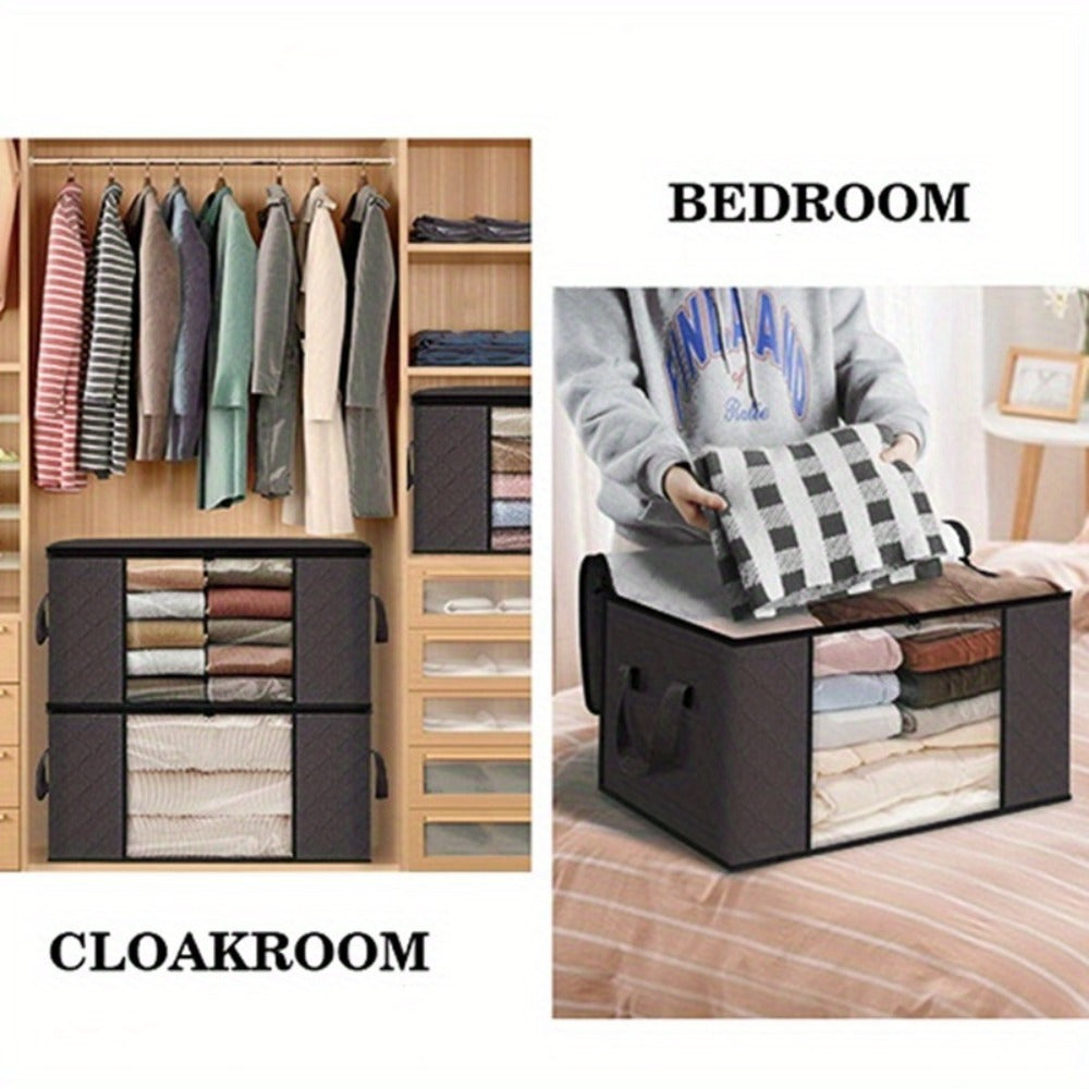 Large Capacity Storage Bags 4-Pack ¨C 23.78 Gallon Foldable Closet Organizer Bins with Reinforced Handles for Clothing, Blankets, Comforters, Bedding & Under-Bed Storage ¨C Black & Gray