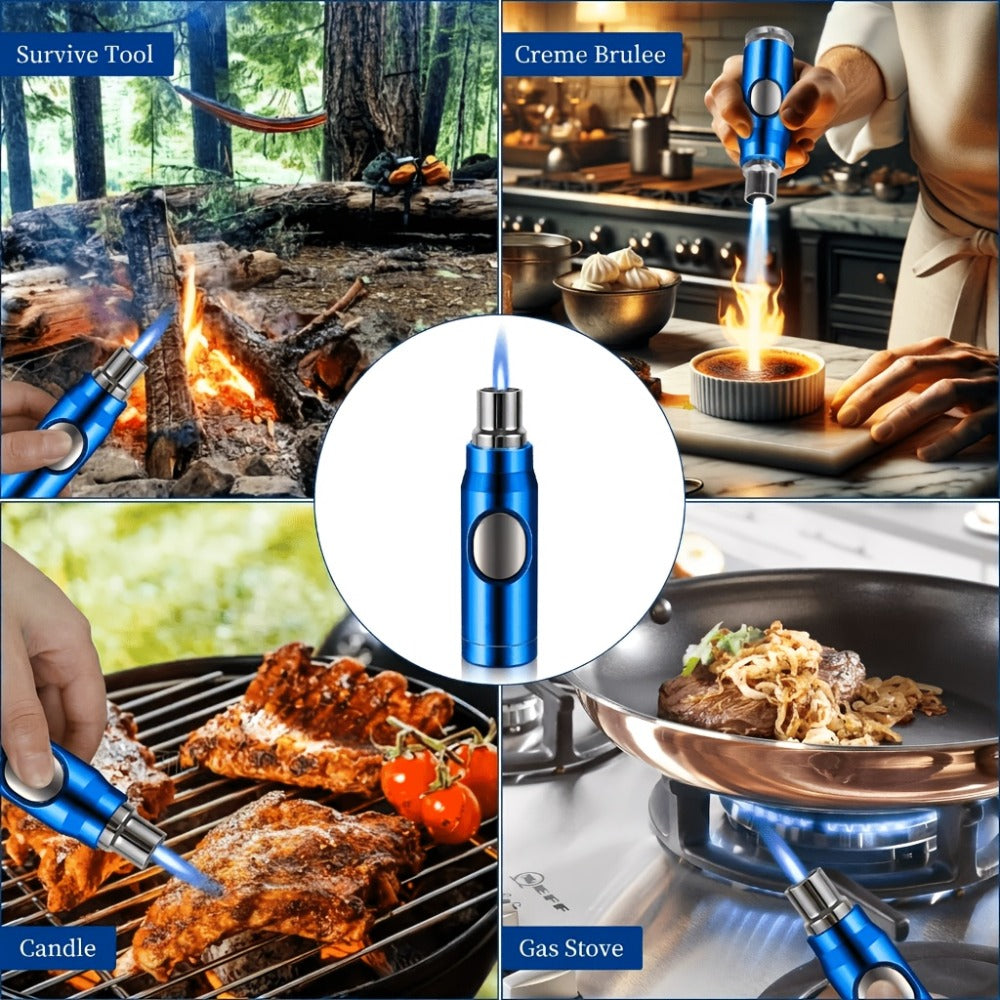 Refillable Torch Lighter with Adjustable Jet Flame ¨C Butane Igniter for Candle, BBQ Grill, Camping & Outdoor Use, No Battery Required, Gift Box Included (Gas Not Included)