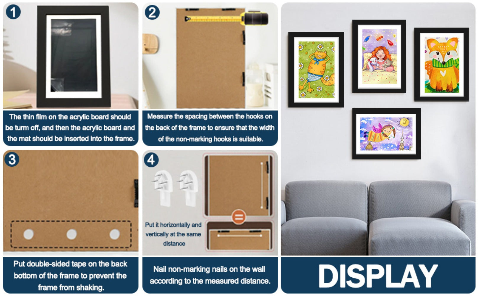 Kids Artwork Frames Front Opening Changeable 8.5x11 Inch Children Art Display Picture Frame for Drawing Crafts Photos Holds 130 Pieces Wood Black White