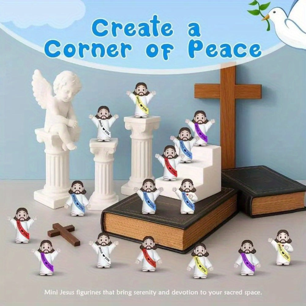 Mini Christian Statues Bulk 50pcs God Bless You Colorful Crosses Vintage Religious Figurines Church Prayer Easter Christmas Decoration Party Props Gift
