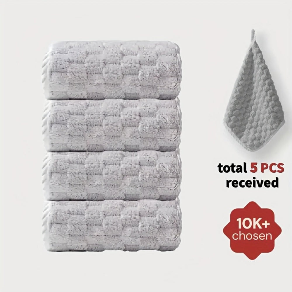 Waffle Weave Bath Towels Set 4 Pack or 8 Pack - Ultra Soft Super Absorbent Quick Dry Microfiber Moire Textured Towels | Spa Gym Travel Daily Use | Multi-Color Sets Gray Pink Blue Beige Gift Set
