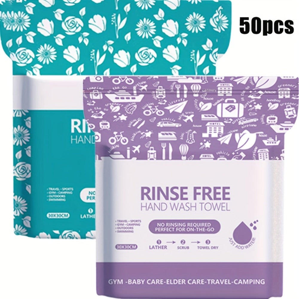 Disposable No-Rinse Foaming Bath Towels - Large 11.81¡± Body Wipes, Wet & Wipe Cleansing Cloths for Elderly Care, Camping, Post-Surgery, Fitness & Travel, Bulk 50/100/200 Pack, No Shower Needed