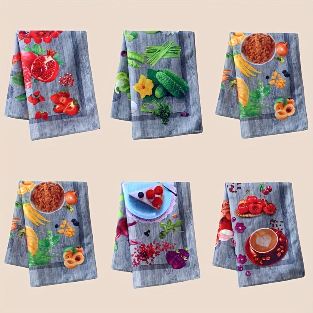 Holiday Kitchen Dish Towels Set of 6 - Colorful Printed Dishcloths Soft Absorbent Tea Towels for Kitchen Decor