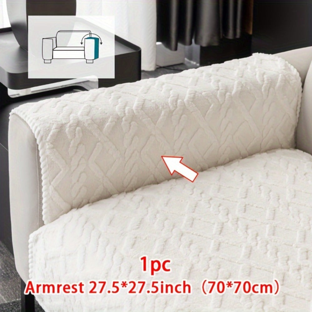 Plush Sofa Cover Couch Cover | Anti-Slip Pet Dog Friendly Velvet Sofa Mat, Single Two Three Four Seat, Backrest Armrest Pillow Cover, Living Room Bedroom Decor