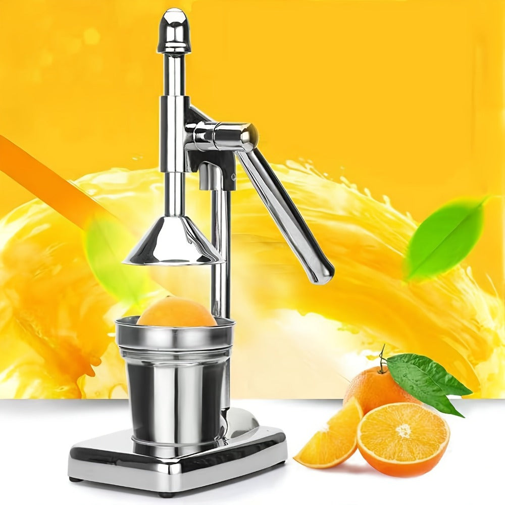 Manual Citrus Juicer Stainless Steel Lemon Squeezer with Lever Press, Heavy Duty Hand Press Orange Juicer Extractor with Non-Slip Base & Fine Strainer for Fresh Juice Kitchen Countertop