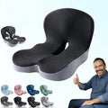 Memory Foam Seat Cushion with L-Shaped Back & Lumbar Support, Ergonomic Breathable Chair Cushion for Long Sitting, Home Office Chair Study Car Living Room Daily Comfort Cushion for Back Pain Relief
