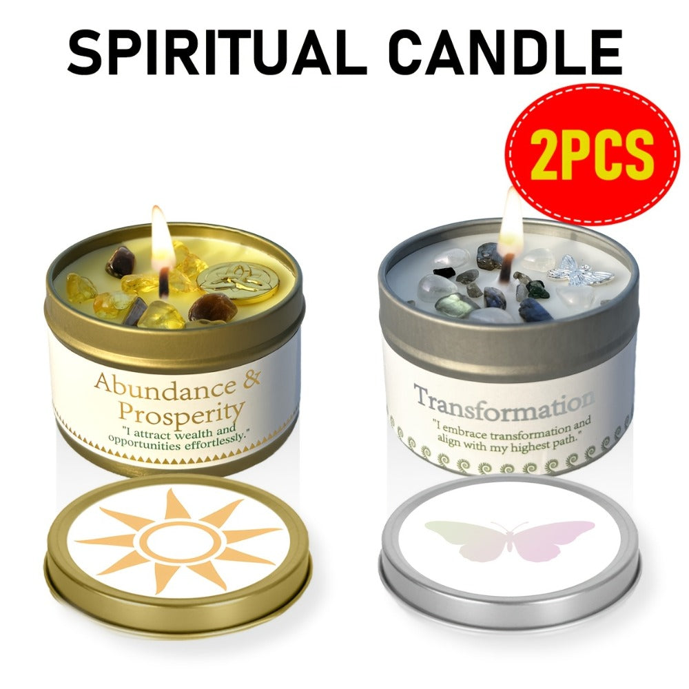 Manifestation Candles Scented Soy Wax with Crystal & Guidance Card for Meditation Yoga Focus | Law of Attraction Abundance Candle | Christmas Birthday Gift for Women