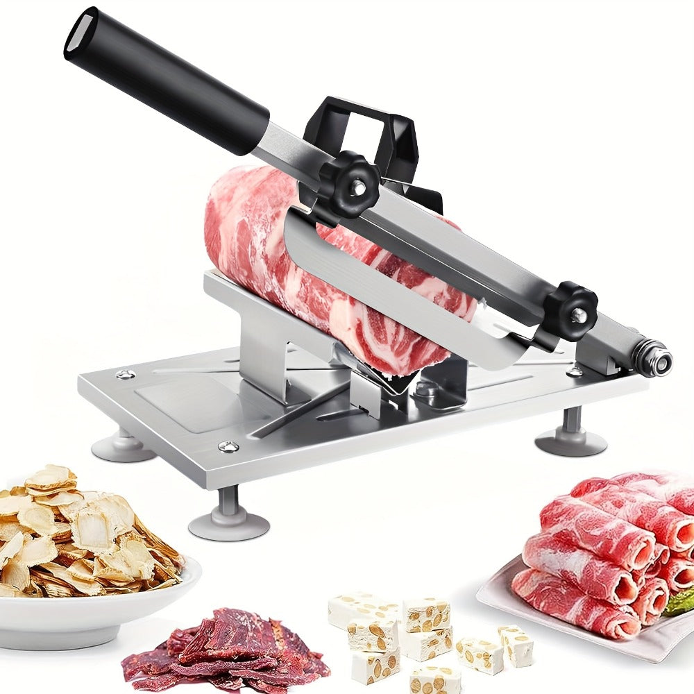 Manual Meat Slicer ¨C Stainless Steel Food Slicer with Adjustable Thickness, Sharp 430 Steel Blade for Slicing Frozen Meat, Vegetables & Fruits, Durable, Easy to Clean, Home Kitchen Cutter