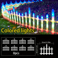 Solar Fence Lights Outdoor 8-Pack with Remote Control - Waterproof LED White Picket Fence Border Lights Solar Powered, Colorful & Warm Light Options for Garden Yard Tree Pet Barrier Christmas Decoration