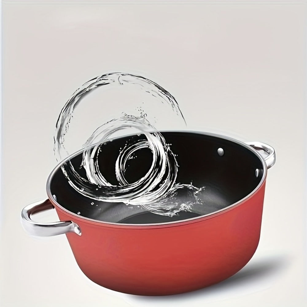 Nonstick Stock Pot with Lid 10 Inch Stone Derived Coating Iron Core Even Heating Induction Compatible Soup Pot for Stewing Boiling Family Dinners