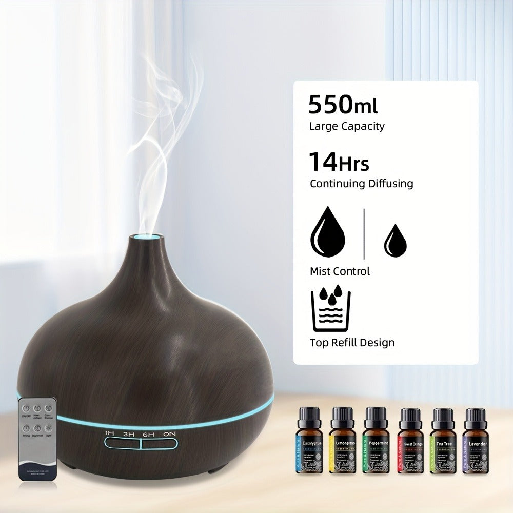 Essential Oil Diffuser 2 Pack 18.6oz Soundwave Technology Cool Mist Humidifier with Remote Control 7-Color LED Ultra Quiet Aromatherapy Gift Set with 12 Essential Oils