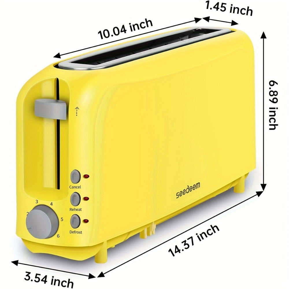 2 Slice Slim Toaster with 6 Shade Settings, Cancel Reheat Defrost Functions, Removable Crumb Tray ¨C Compact 750W Bread Toaster for Kitchen Counter, Fits Bread Waffle Bagel