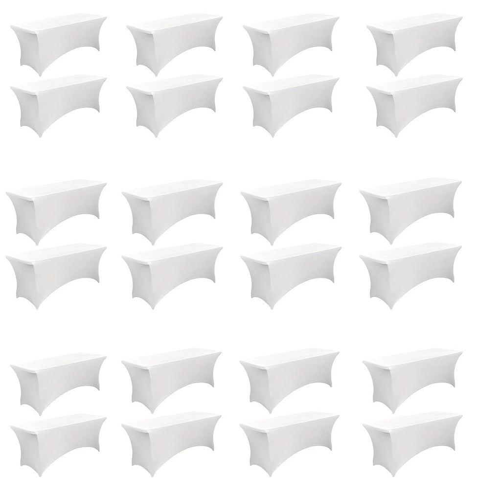 6 Foot Stretch Tablecloth 6/12/24 Pack - Rectangular Spandex Table Cover for Weddings, Trade Shows & Events