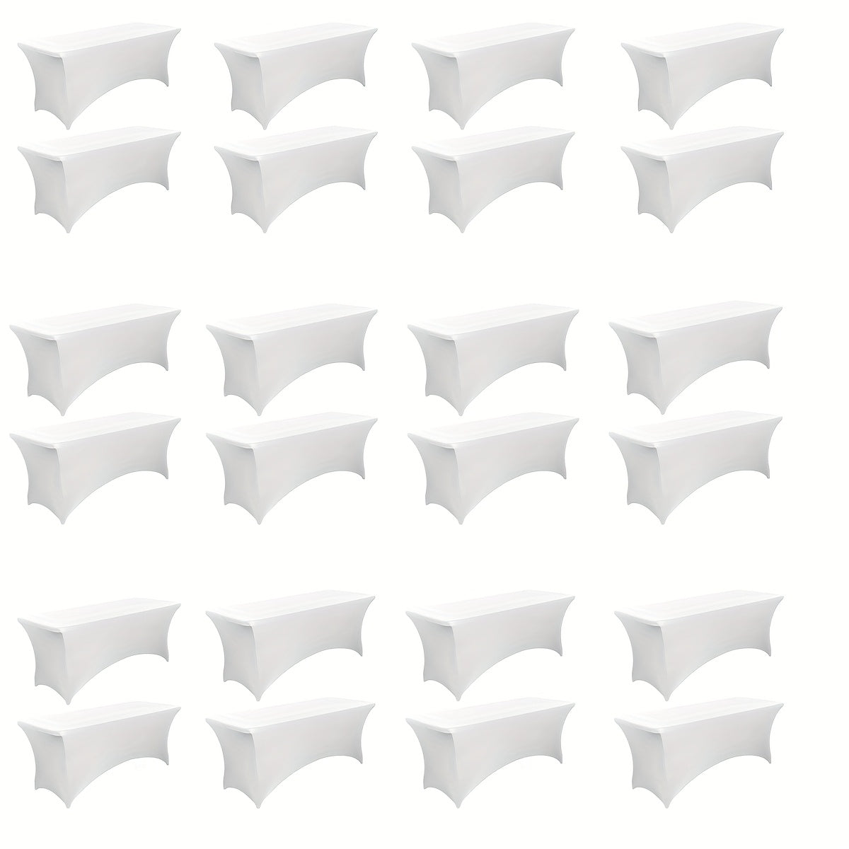 6 Foot Stretch Tablecloth 6/12/24 Pack - Rectangular Spandex Table Cover for Weddings, Trade Shows & Events