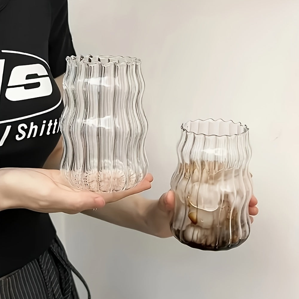 Borosilicate Glass Mugs Set of 4, Cloud-Shaped Coffee Mug Artistic Irregular Design, Clear Glass Cup for Hot Cold Beverages, Juice Milk Tea Latte, Wide Mouth Drinkware for Home Kitchen Cafe