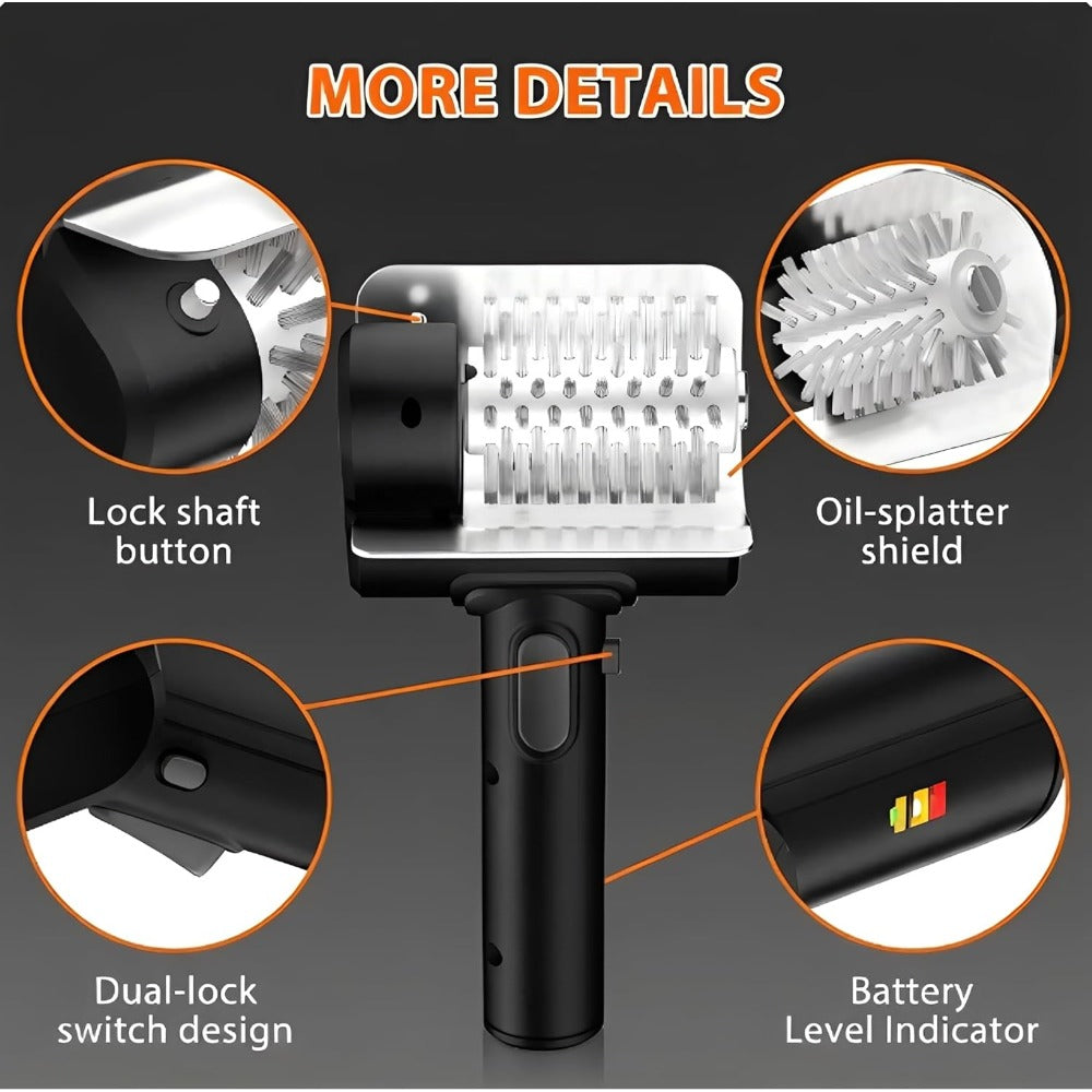 Electric BBQ Grill Brush Cordless Rechargeable Grill Cleaner with 800 RPM Rotating Head, 2000mAh Battery, 304 Stainless Steel Bristles ¨C Outdoor Grilling Tool, Father's Day Gift
