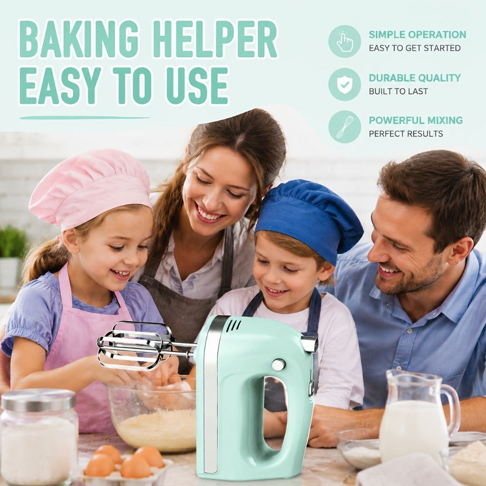 Electric Hand Mixer 5 Speed Turbo Boost - 5 Stainless Steel Accessories, Optional Storage Case, Handheld Mixer for Cookies, Cake, Bread & Baking, Kitchen Gift in 5 Colors Pink Green Purple Black