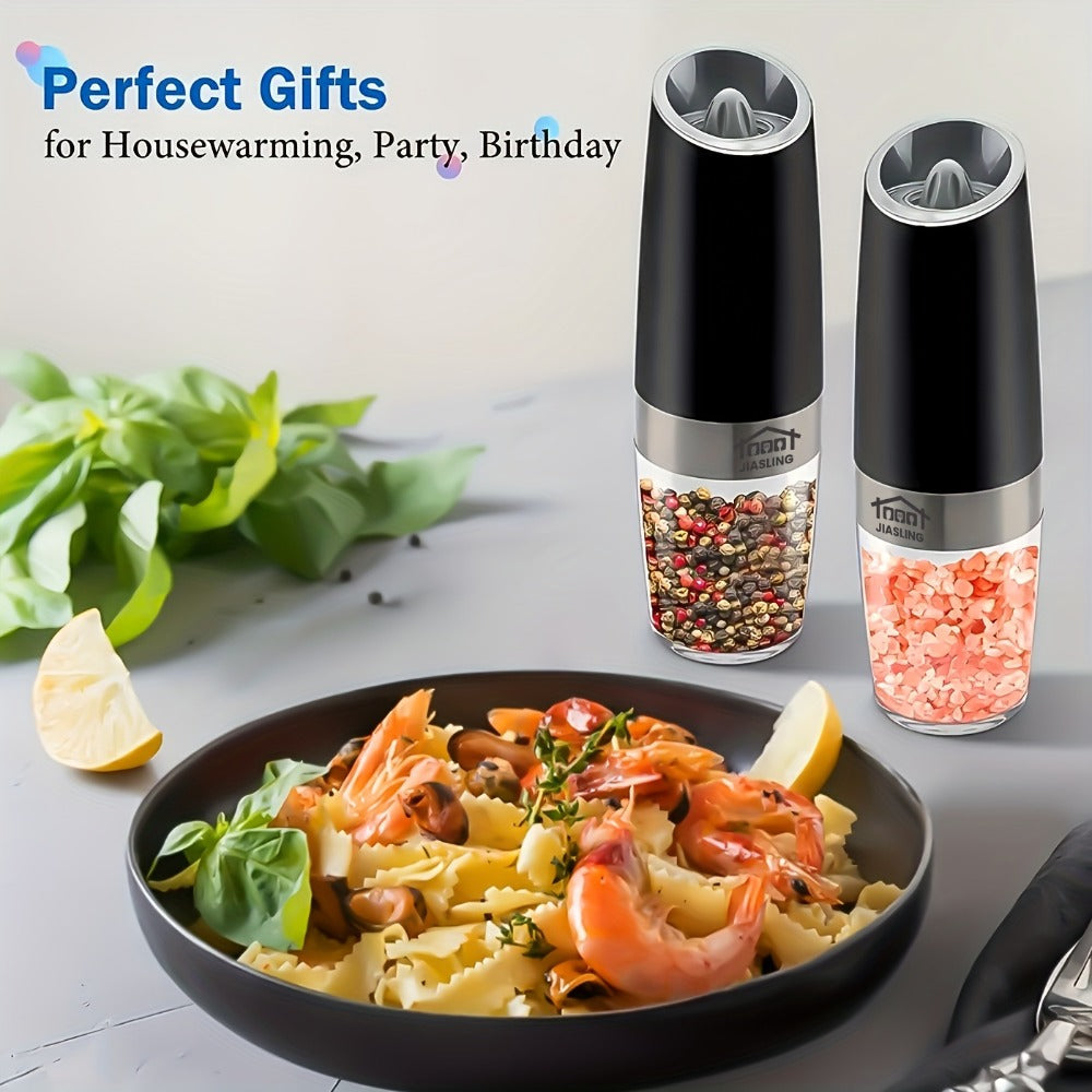 Electric Salt and Pepper Grinder Set 2PCS ¨C Battery-Powered, LED Light, One-Handed Automatic Operation, Adjustable Coarseness