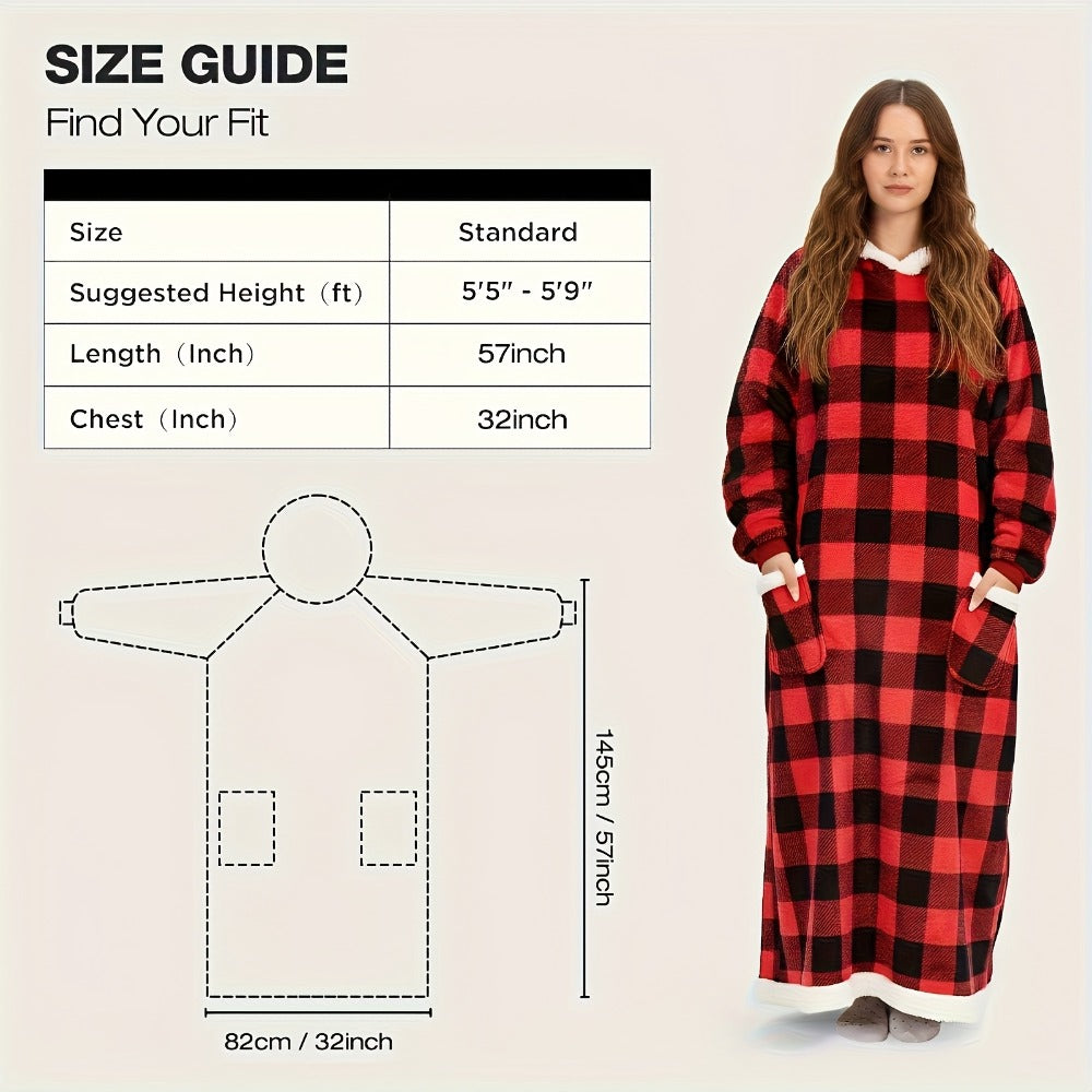 Oversized Wearable Blanket Hoodie Jacket ¨C 350-400gsm Thick Warm Suede Flannel, Hooded Pocket Lazy Coat for Women & Men, 5 Colors