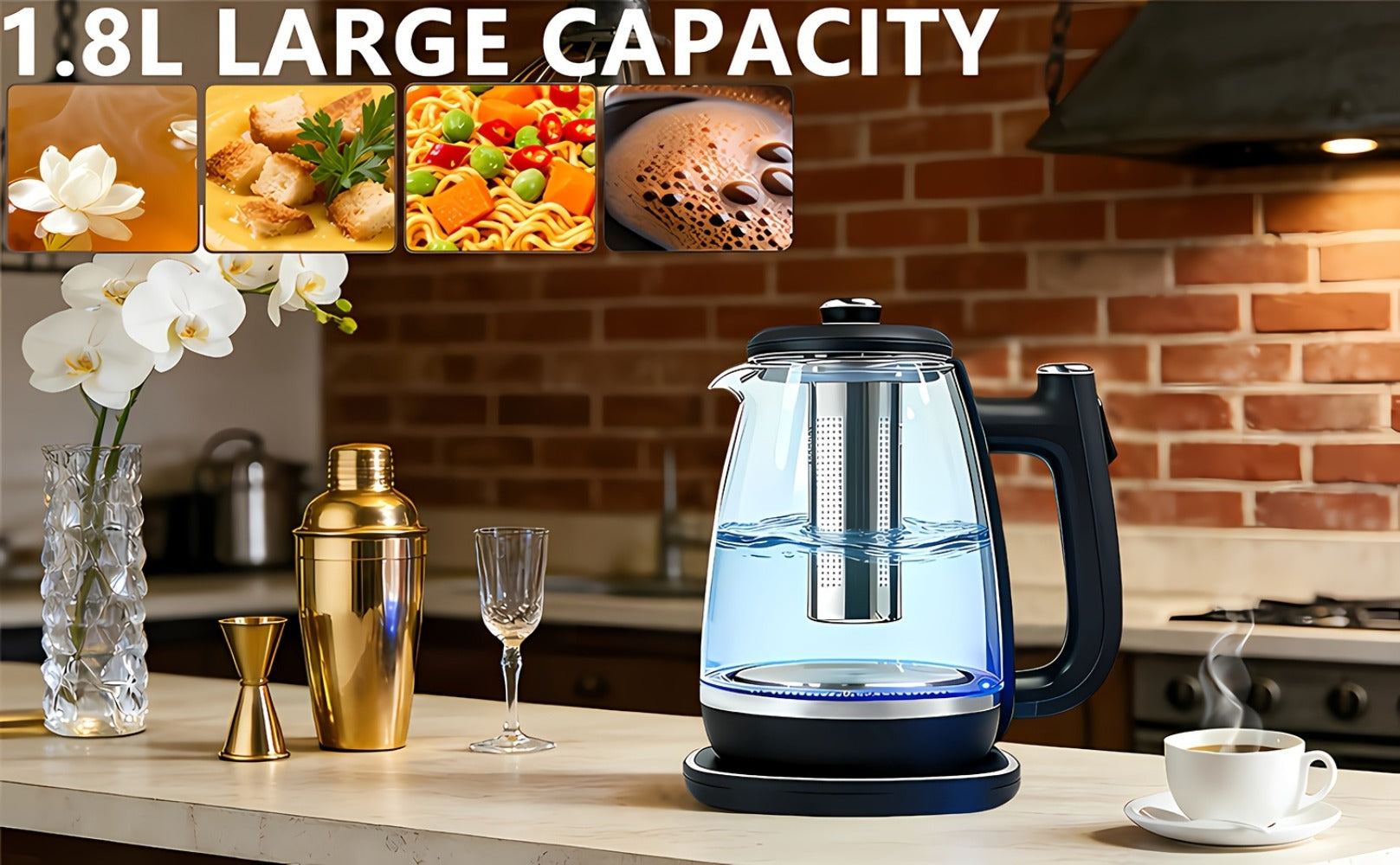 Electric Kettle 1150W Fast Heating ¨C Removable Stainless Steel Filter, Overheat Protection & Easy to Clean, Versatile Hot Water Kettle for Coffee, Tea & Drinking Water, Ideal Kitchen Gift