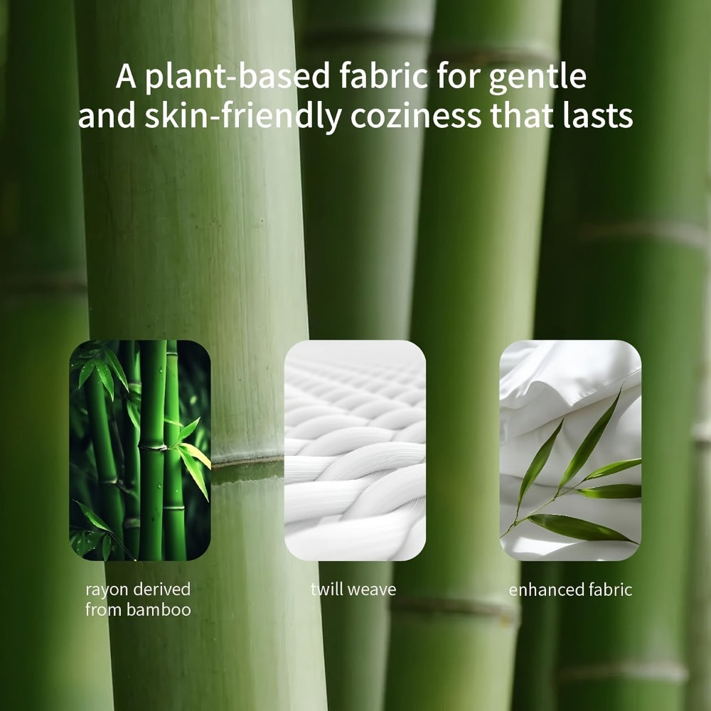 Cooling Sheet Set 4 Piece 2200TC Bamboo Blend - Silky Soft Deep Pocket 16 inch Fitted Sheet, Flat Sheet & Pillowcases, Breathable Luxury Bedding for Hot Sleepers Twin Full Queen King, Summer Chill Collection