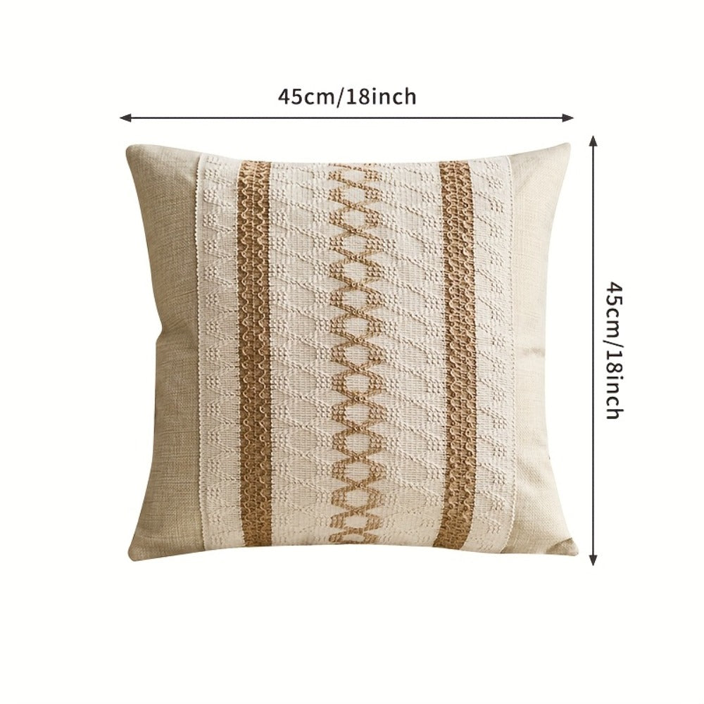 Throw Pillow Covers 2 Pack Boho Geometric Brown Beige 18x18 ¨C Bohemian Decorative Pillow Cases with Zipper Closure ¨C Soft Polyester Cushion Covers for Sofa Couch Bedroom Living Room Boho Home Decor