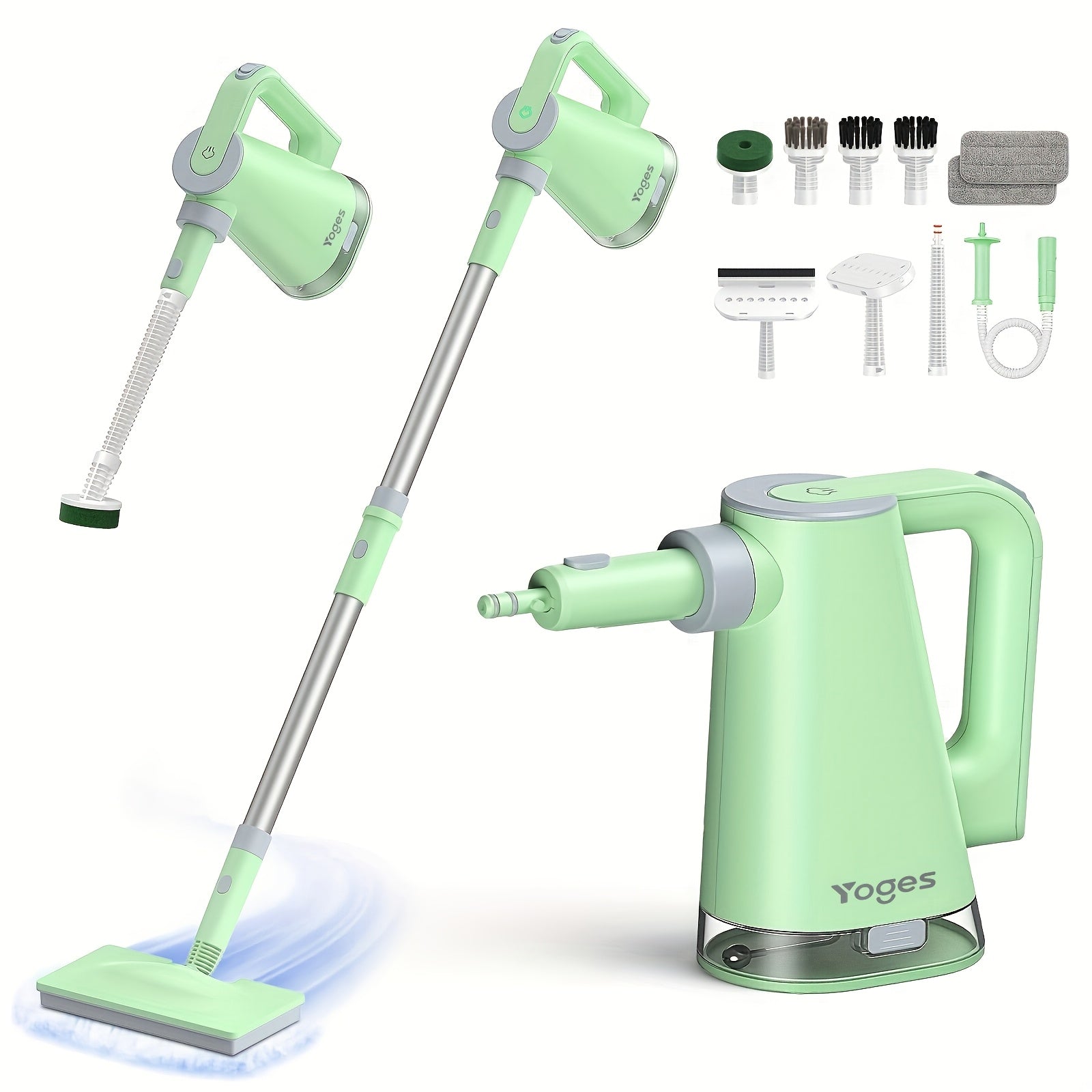 Steam Mop with Detachable Handheld Steam Cleaner 10-in-1 Multi-Purpose Attachments - 2 Pads, Carpet Cleaner for Home, Tiles, Grout, Windows, Kitchen & Bath, Powerful Floor & Sofa Steamer, 4 Colors