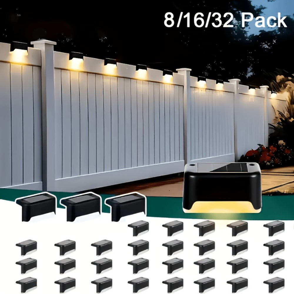 Solar Powered LED Deck Lights ¨C Auto On/Off Outdoor Step Lights for Stairs, Fence, Pathway & Patio, 12-Hour Continuous Lighting, Weatherproof Solar Stair Lights for Garden, Yard & Commercial Use