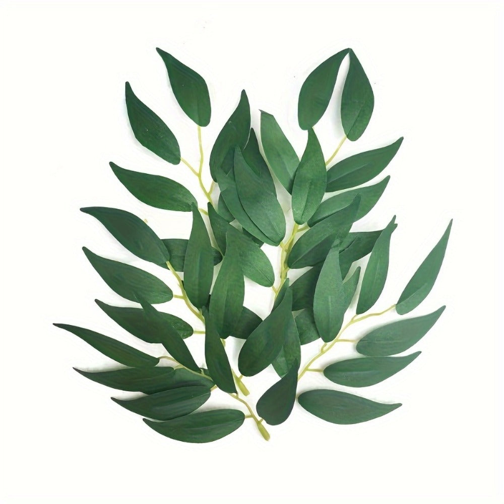 Artificial Ivy Leaves 100pcs Real Touch Faux Greenery Bulk, Realistic Plastic Willow Leaf for Wedding Home Decor DIY Wreaths Party Outdoor Decoration, Lush Ivy Vine Leaves Long Lasting