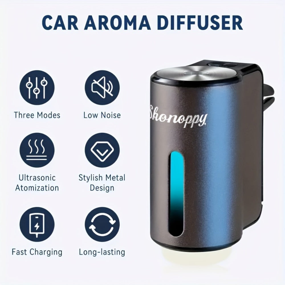 Car Air Freshener Diffuser USB Aromatherapy Humidifier with 3 6 10 Bottles Essential Oils 0.34oz Adjustable Fragrance Output Vehicle Scent Diffuser Gray Blue Red