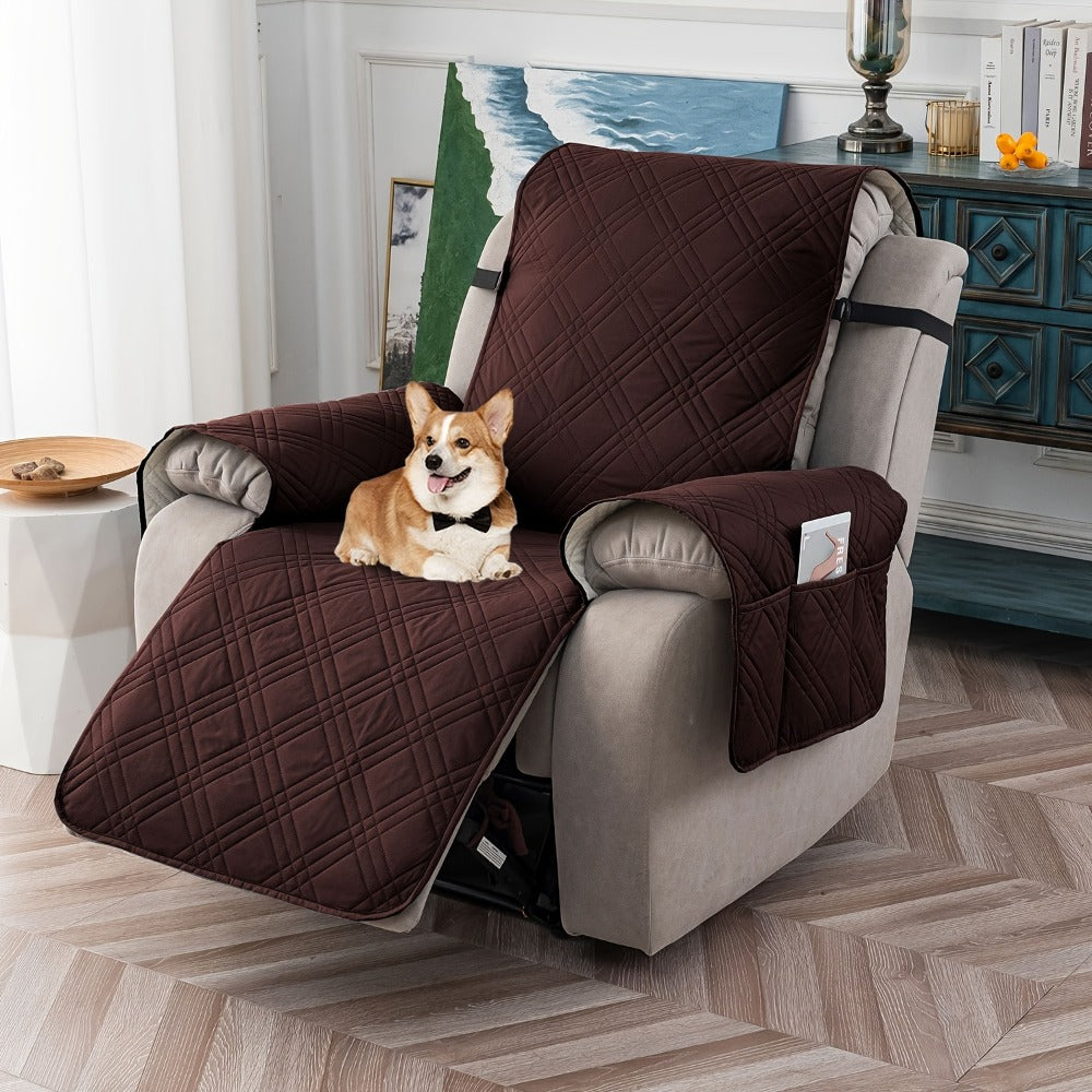 Recliner Chair Cover Waterproof Non-Slip Sofa Slipcover with Pocket Pet Scratch Resistant Washable Furniture Protector for Living Room Multiple Colors