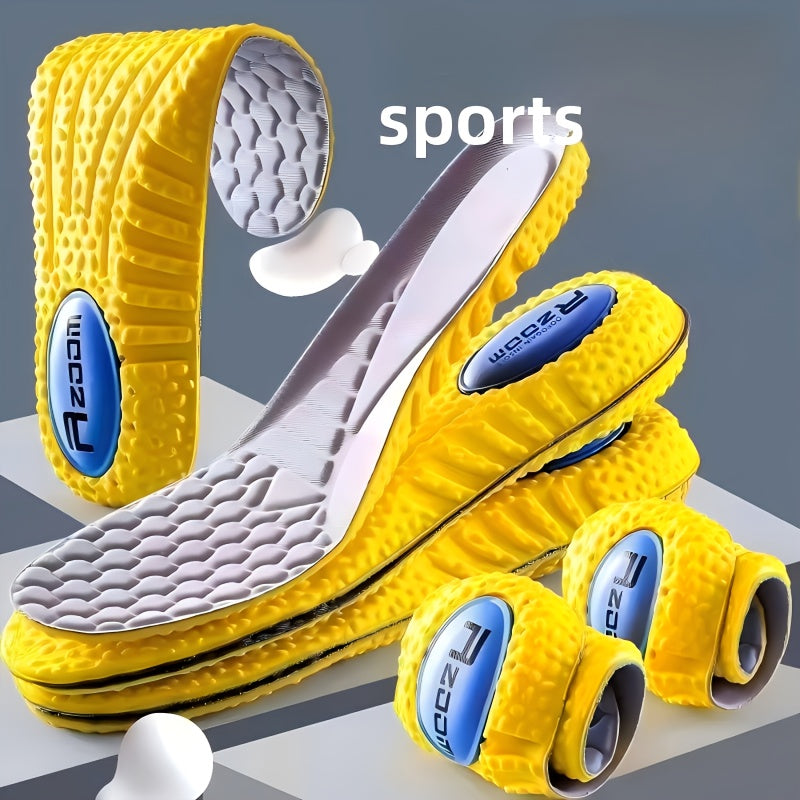 PU Insoles Shock Absorbing 2 Pairs - Full-Length Polyurethane Shoe Inserts with Arch Support, Breathable Moisture-Wicking Odor-Resistant, Knee Protection Heel Pad for Men & Women EU35-46