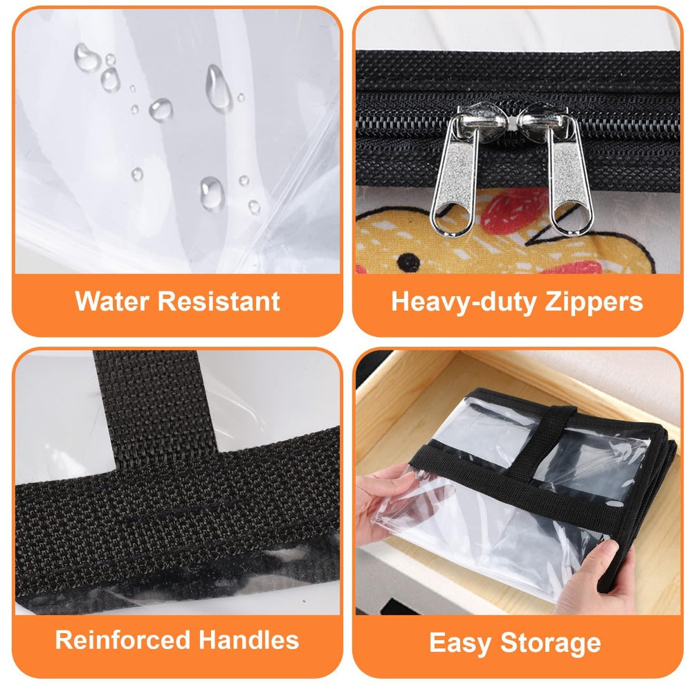 6 Pack Clear Storage Bags with Zippers ¨C Under Bed & Closet Organizer Containers for Comforter Blanket Bedding Duvet PVC 15.85gal